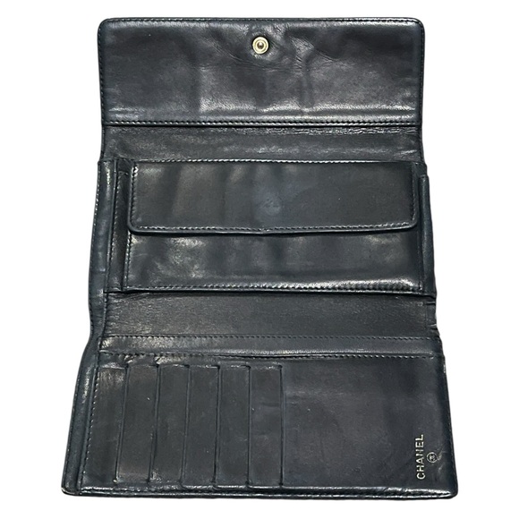 CHANEL Camellia Cocomark Trifold Long Wallet Leather Black - Picture 6 of 8